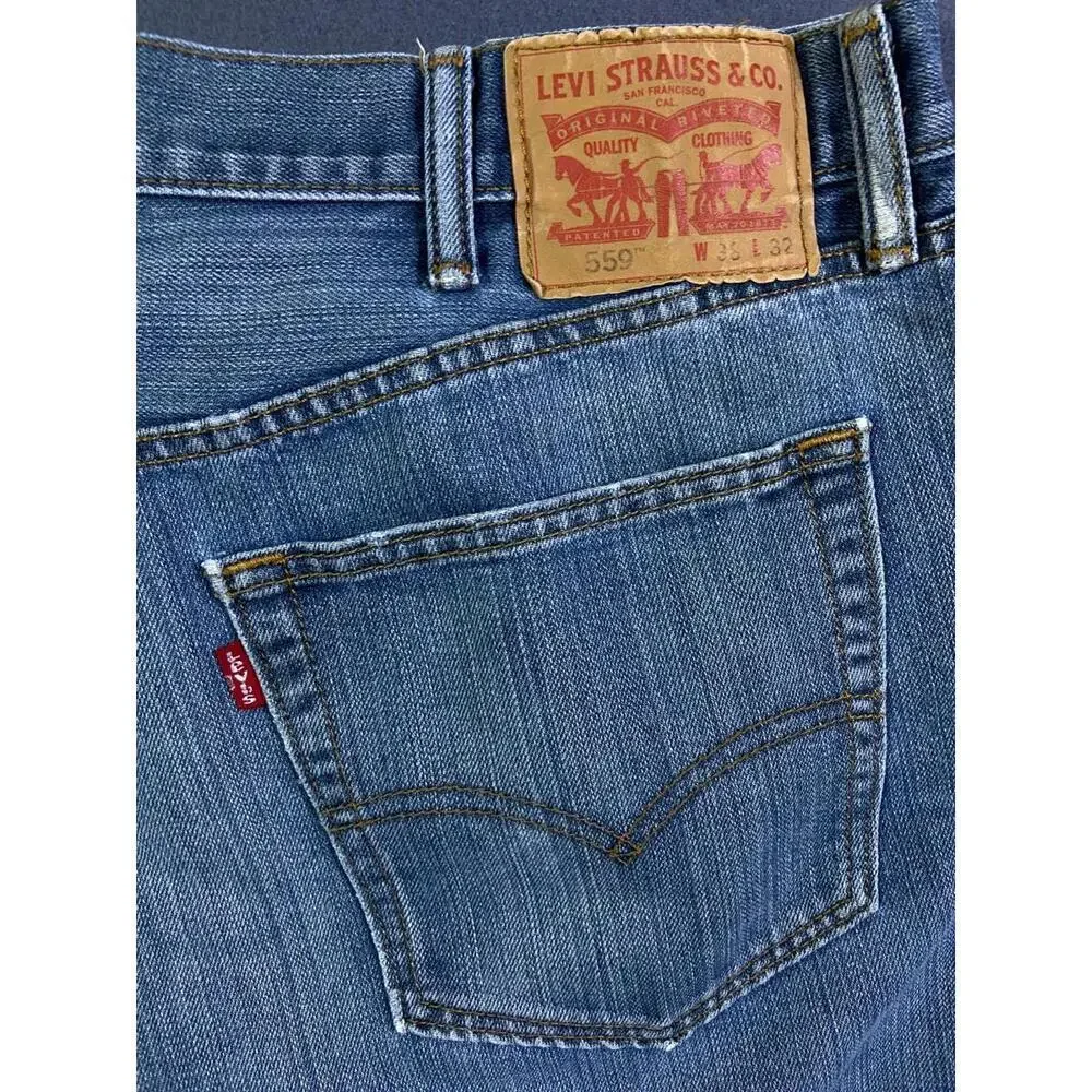 Levis 559 Jeans Mens Fits 39x32 Blue Relaxed Straight Denim Tag 38 x 32